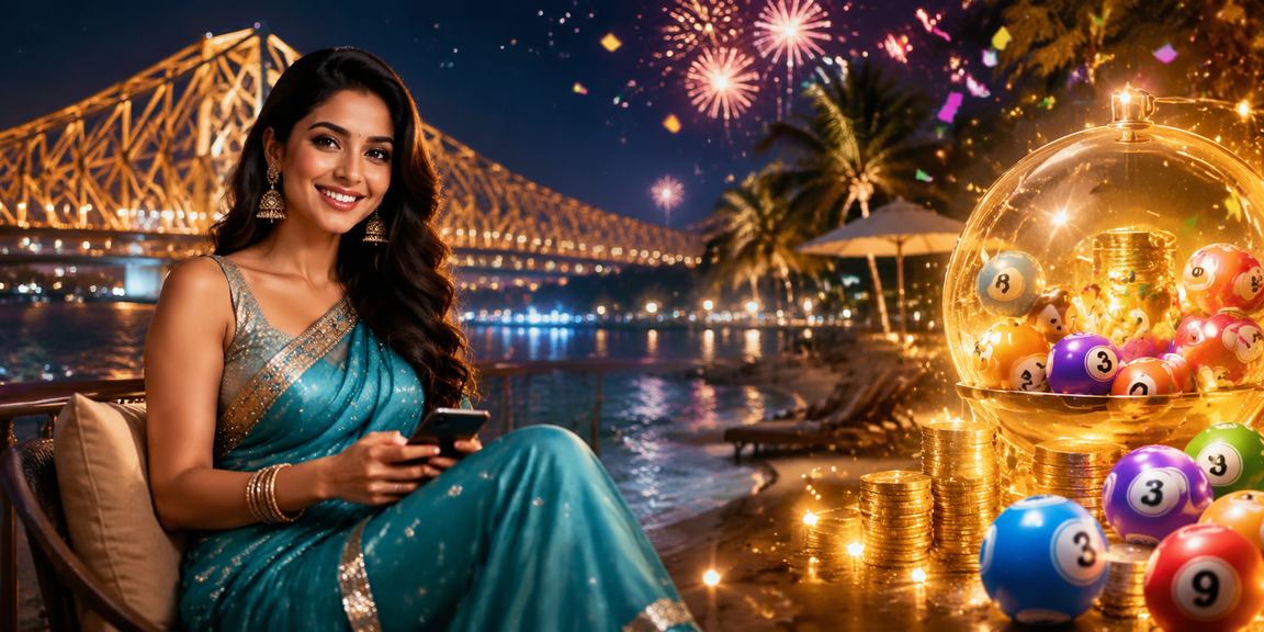 Elegant lottery betting scene in Kolkata with traditional attire